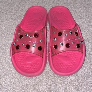 Marc Jacobs Pink Embellished Pool Slides. Size 8.